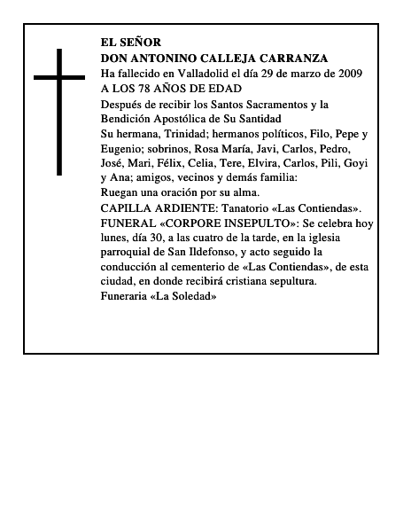 DON ANTONINO CALLEJA CARRANZA