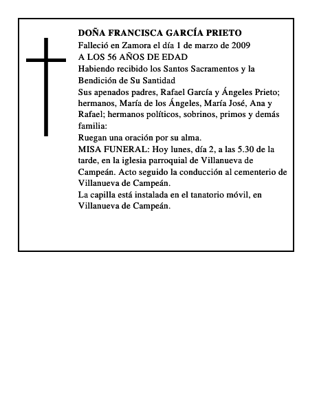 DOÑA FRANCISCA GARCÍA PRIETO