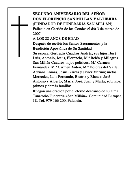 DON FLORENCIO SAN MILLÁN VALTIERRA