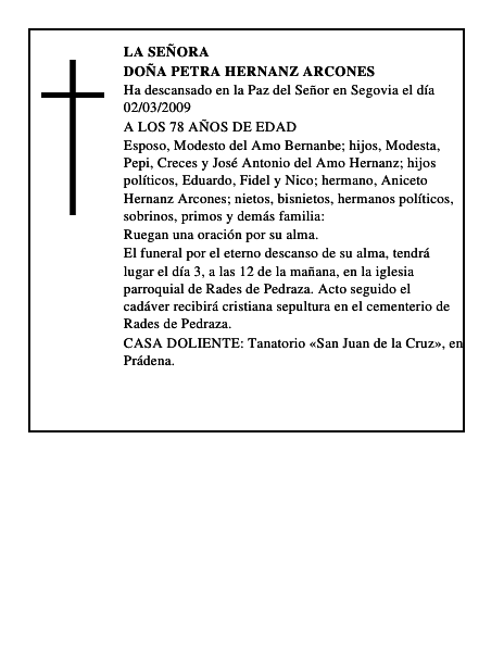 DOÑA PETRA HERNANZ ARCONES