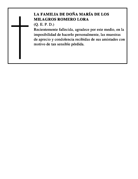 LA FAMILIA DE DOÑA MARÍA DE LOS MILAGROS ROMERO LORA