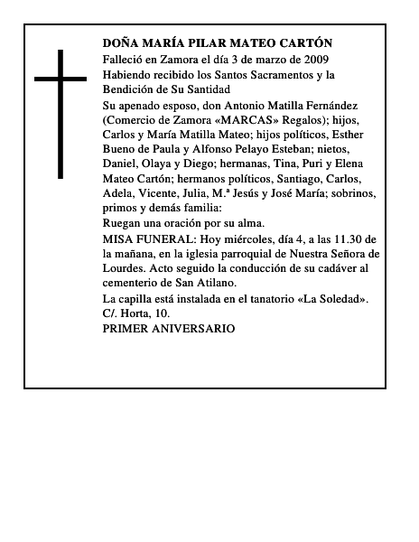 DOÑA MARÍA PILAR MATEO CARTÓN