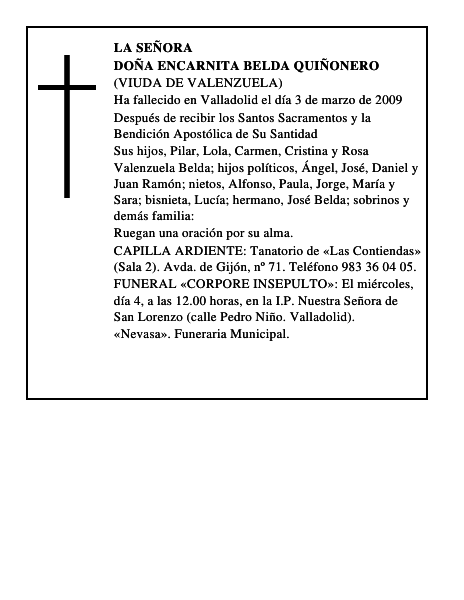 DOÑA ENCARNITA BELDA QUIÑONERO
