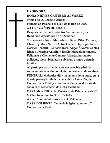 DOÑA NIEVES CANTERO ÁLVAREZ