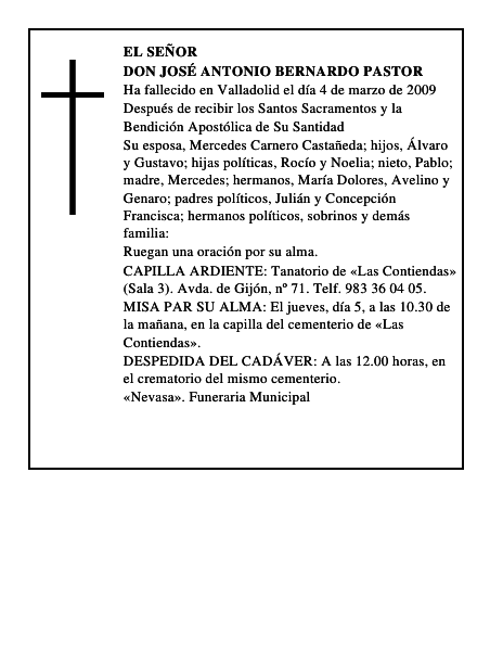 DON JOSÉ ANTONIO BERNARDO PASTOR