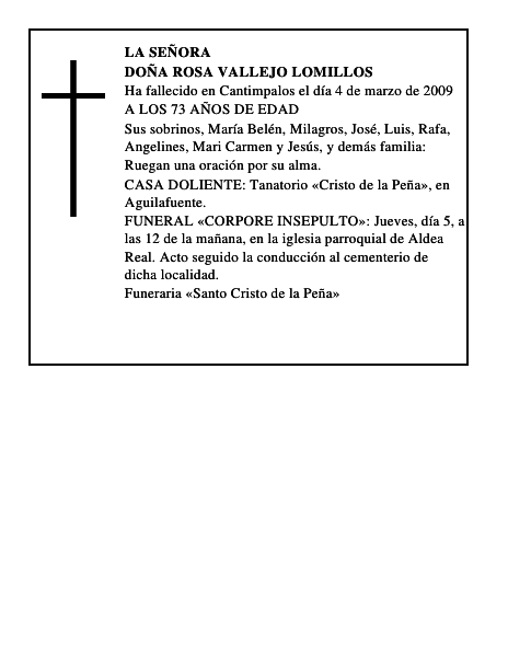 DOÑA ROSA VALLEJO LOMILLOS