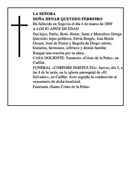 DOÑA HENAR QUEVEDO FERREIRO