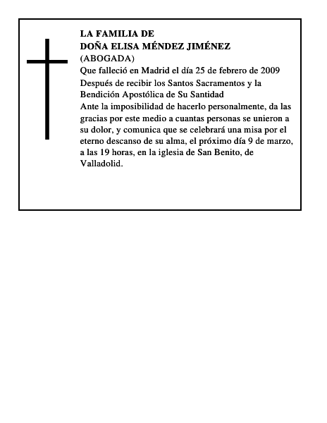 DOÑA ELISA MÉNDEZ JIMÉNEZ