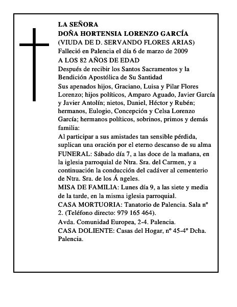 DOÑA HORTENSIA LORENZO GARCÍA