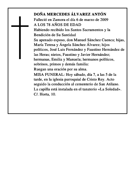 DOÑA MERCEDES ÁLVAREZ ANTÓN