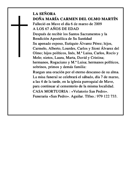 DOÑA MARÍA CARMEN DEL OLMO MARTÍN