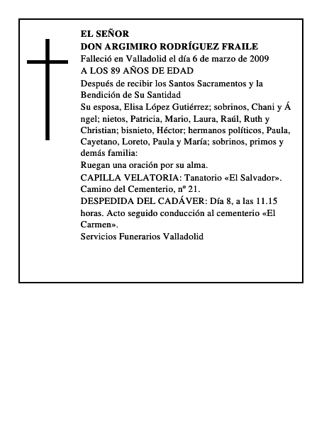 DON ARGIMIRO RODRÍGUEZ FRAILE