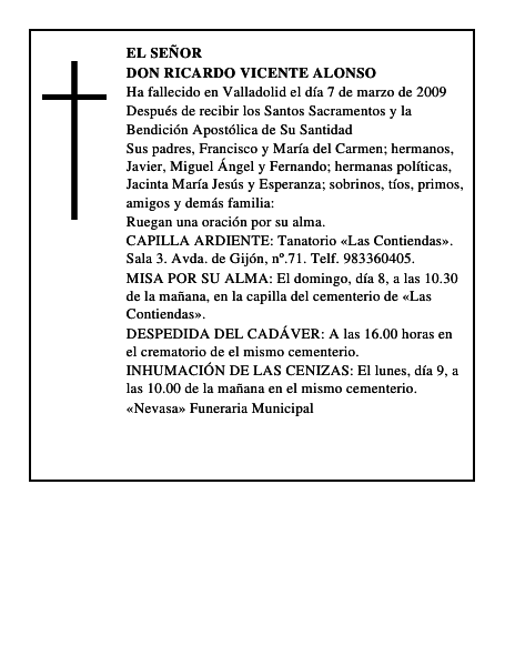 DON RICARDO VICENTE ALONSO