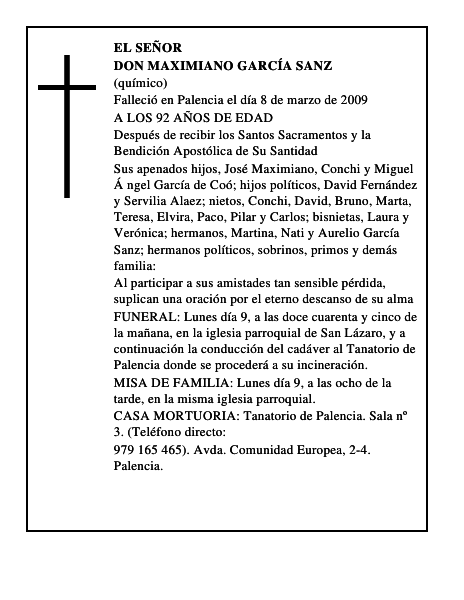 DON MAXIMIANO GARCÍA SANZ