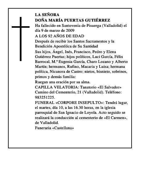 DOÑA MARÍA PUERTAS GUTIÉRREZ