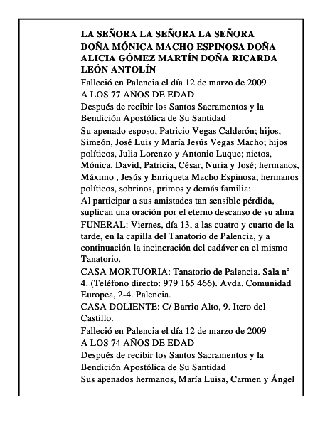 DOÑA MÓNICA MACHO ESPINOSA DOÑA ALICIA GÓMEZ MARTÍN DOÑA RICARDA LEÓN ANTOLÍN