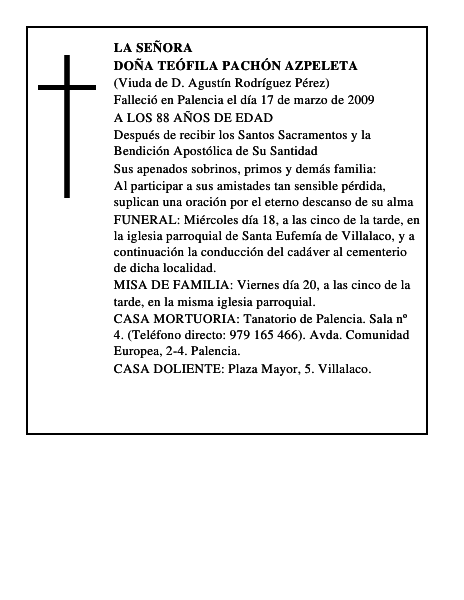 DOÑA TEÓFILA PACHÓN AZPELETA