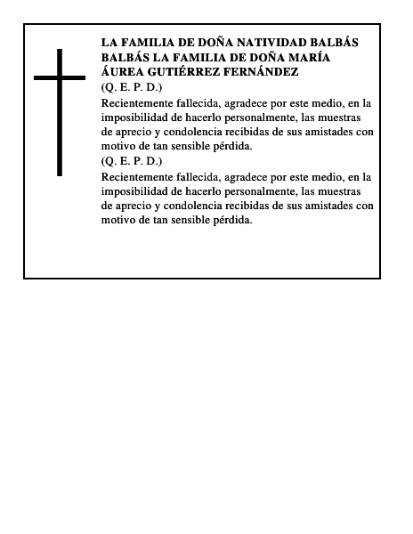 LA FAMILIA DE DOÑA NATIVIDAD BALBÁS BALBÁS LA FAMILIA DE DOÑA MARÍA ÁUREA GUTIÉRREZ FERNÁNDEZ