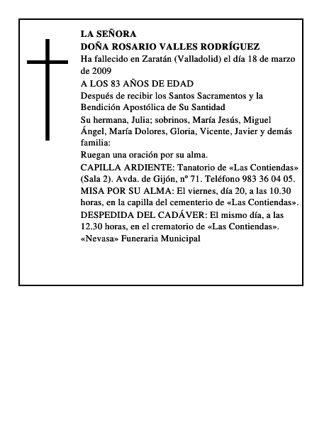 DOÑA ROSARIO VALLES RODRÍGUEZ