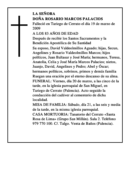 DOÑA ROSARIO MARCOS PALACIOS
