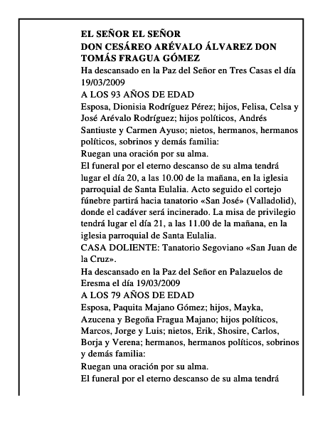 DON CESÁREO ARÉVALO ÁLVAREZ DON TOMÁS FRAGUA GÓMEZ