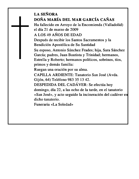 DOÑA MARÍA DEL MAR GARCÍA CAÑAS