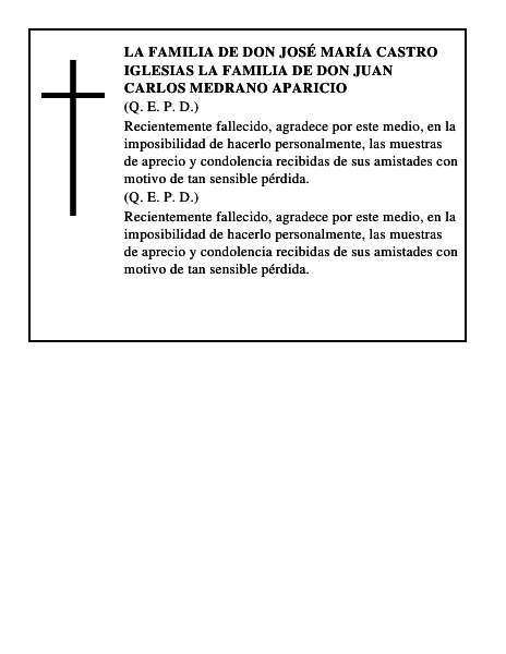 LA FAMILIA DE DON JOSÉ MARÍA CASTRO IGLESIAS LA FAMILIA DE DON JUAN CARLOS MEDRANO APARICIO