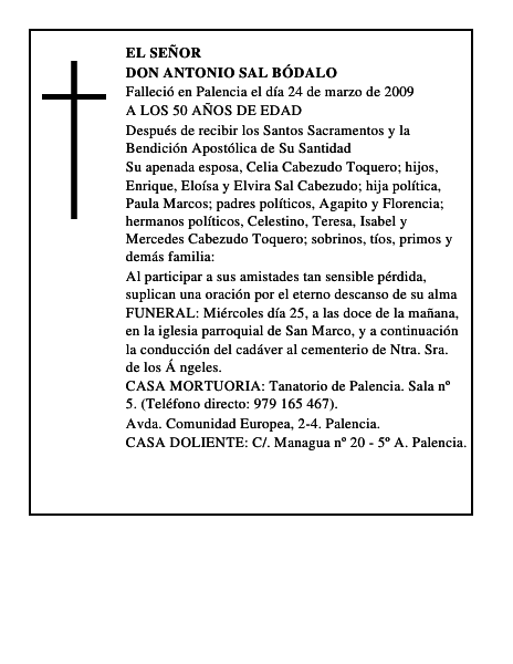 DON ANTONIO SAL BÓDALO