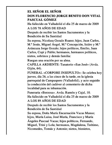 DON FLORENCIO JORGE BENITO DON VITAL PASCUAL GÓMEZ