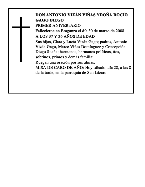 DON ANTONIO VIZÁN VIÑAS yDOÑA ROCÍO GAGO DIEGO