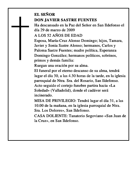 DON JAVIER SASTRE FUENTES