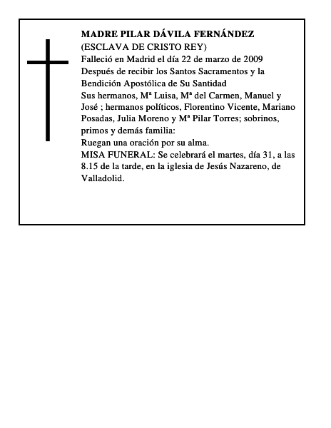 MADRE PILAR DÁVILA FERNÁNDEZ