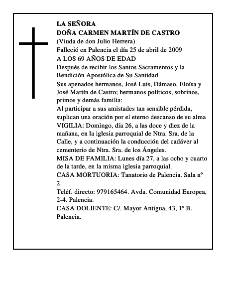 DOÑA CARMEN MARTÍN DE CASTRO