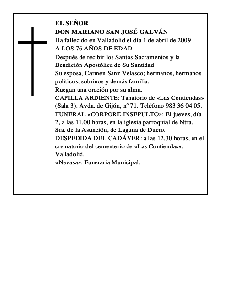 DON MARIANO SAN JOSÉ GALVÁN