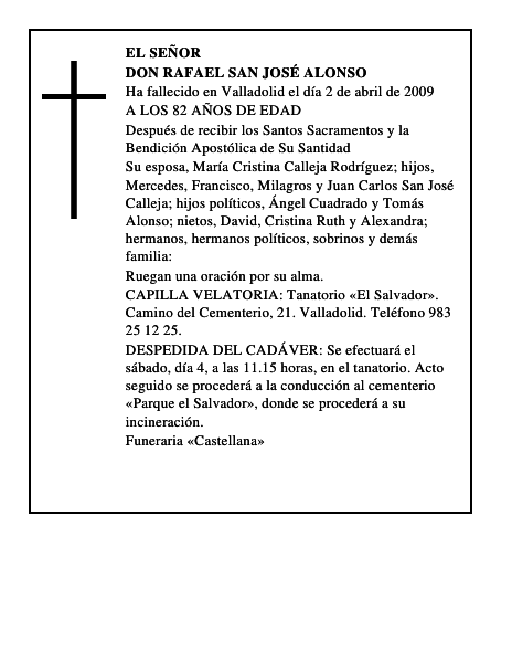 DON RAFAEL SAN JOSÉ ALONSO