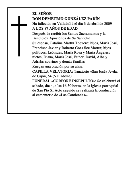DON DEMETRIO GONZÁLEZ PADÍN