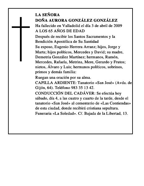 DOÑA AURORA GONZÁLEZ GONZÁLEZ