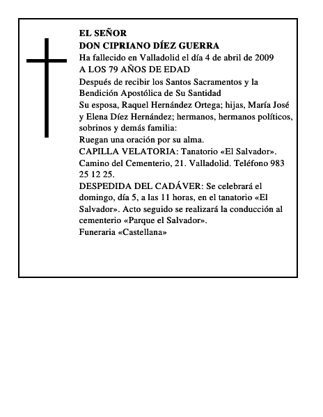 DON CIPRIANO DÍEZ GUERRA
