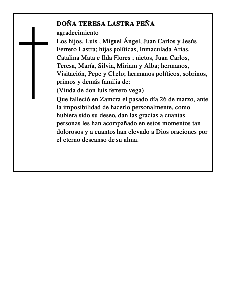 DOÑA TERESA LASTRA PEÑA