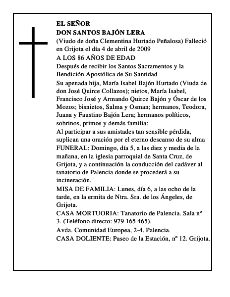 DON SANTOS BAJÓN LERA