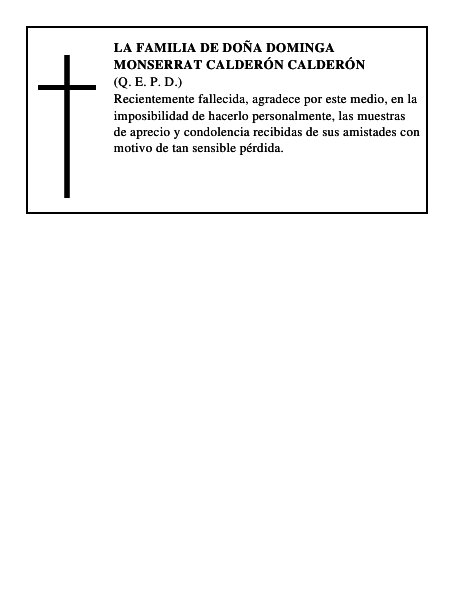LA FAMILIA DE DOÑA DOMINGA MONSERRAT CALDERÓN CALDERÓN