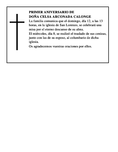 DOÑA CELSA ARCONADA CALONGE