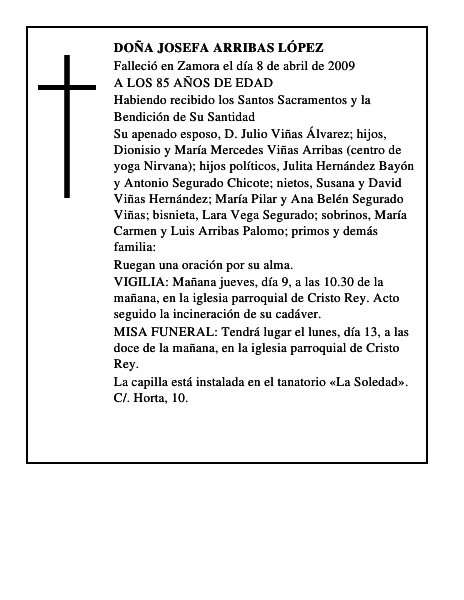 DOÑA JOSEFA ARRIBAS LÓPEZ