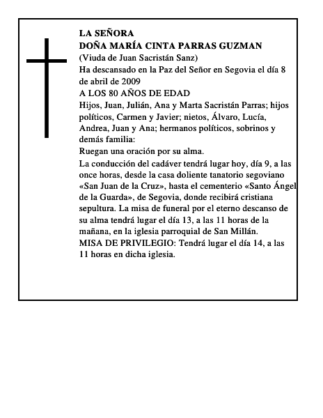DOÑA MARÍA CINTA PARRAS GUZMAN