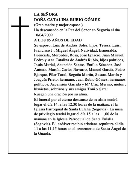 DOÑA CATALINA RUBIO GÓMEZ