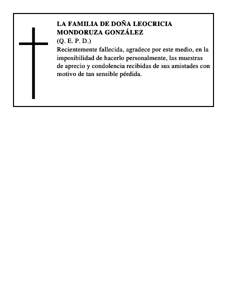 LA FAMILIA DE DOÑA LEOCRICIA MONDORUZA GONZÁLEZ