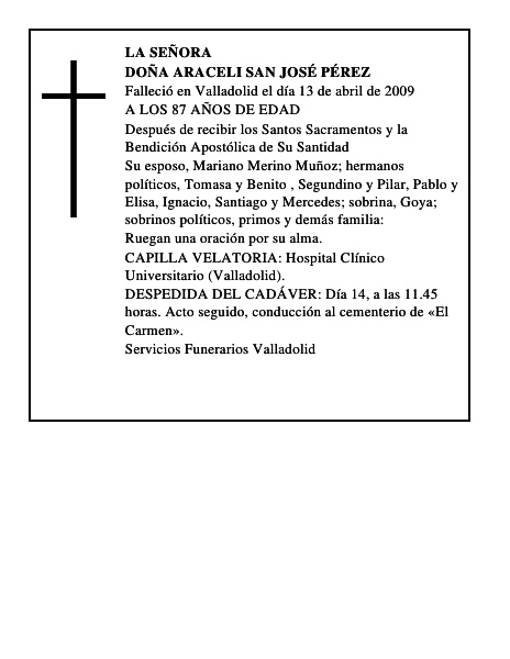DOÑA ARACELI SAN JOSÉ PÉREZ