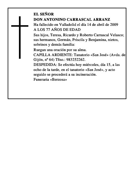 DON ANTONINO CARRASCAL ARRANZ