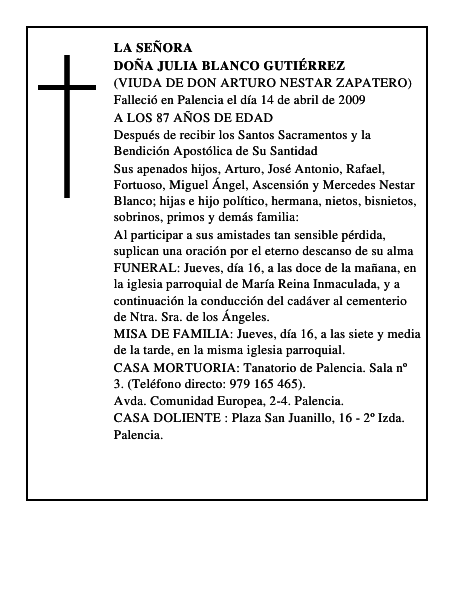 DOÑA JULIA BLANCO GUTIÉRREZ