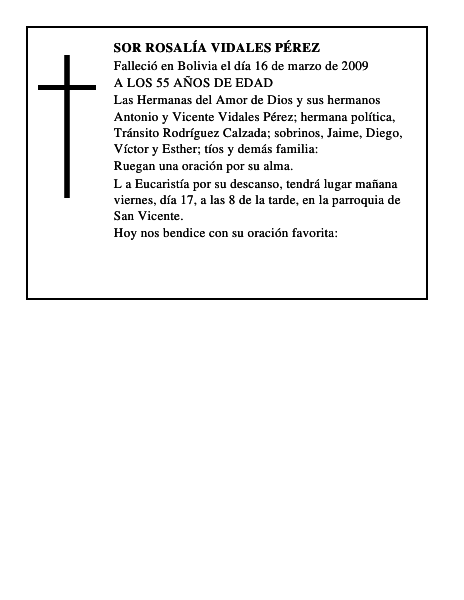 SOR ROSALÍA VIDALES PÉREZ